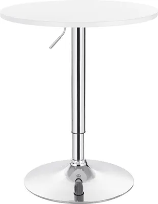 Zdjęcie produktu dla Okrągły stół barowy Bolt Edge - Biały - Regulowana wysokość - Drewno i metal - Ø60xH68-88cm