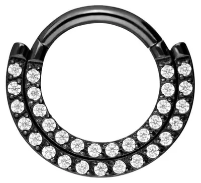 Produktbild von Ohrpiercing, Nasenpiercing, Septum Piercing Titan Segmentring Clicker 2 KRISTALLREIHEN