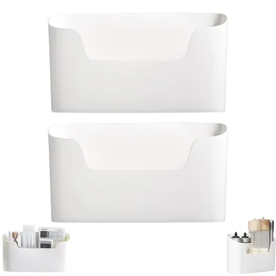 2er-Set selbstklebende Wand-Aufbewahrungsboxen, 23,4x6,8x10,8 cm, weiß