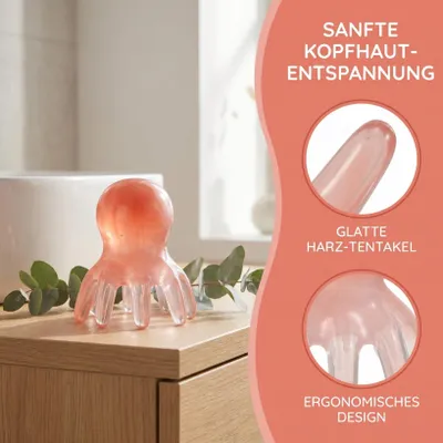 Imagen del producto de Masajeador para la cabeza tipo "pulpo", 2 unidades, color rosa, para rascar y relajar