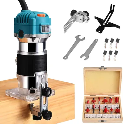 Obrázok produktu pre Fréza – stolová fréza – 800 W – nastaviteľná rýchlosť 2000–31000 ot./min – kompaktná, prenosná ručná fréza – určená na používanie v ruke – modrá