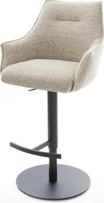 Produktbild von DELIFE Barstuhl Alja-Flex Webstoff Soft Beige Drehfuß höhenverstellbar Metall Schwarz Taschenfederkern