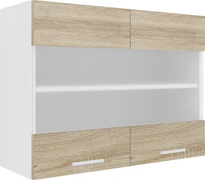 Zdjęcie produktu dla Szafka kuchenna wisząca | Wymiary ok. H. 60 x W. 80 x D. 31 cm | Szafka wisząca z dwoma przedziałami | Szafka kuchenna ze szkłem | Meble kuchenne – Esilo