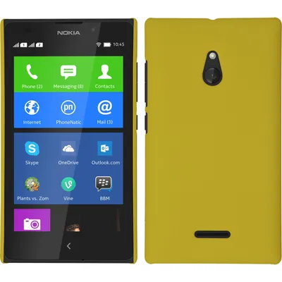 Produktbild von PhoneNatic Case kompatibel mit Nokia XL - Hülle gelb gummiert Hard-case + 2 Schutzfolien