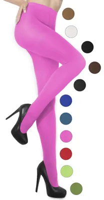 Imagen del producto de sesto senso: Pantimedias para mujer, opacas, 50 den, microfibra, diseño 3D, color rosa neón, talla 4