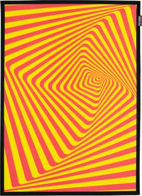 Produktbild von PSYWORK Schwarzlicht Stoffposter Neon "Tune in Yellow", 0,5x0,7m