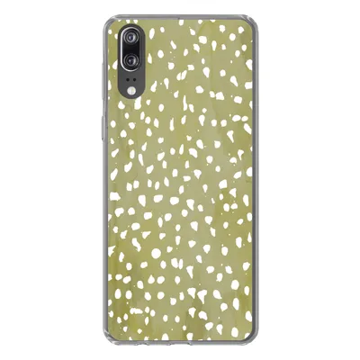 Produktbild von MuchoWow® Handyhülle Schutzhülle Hülle für Huawei P20 Polka dots - Weiß - Grün Silikon Softcase Handy Hülle - Hardcover