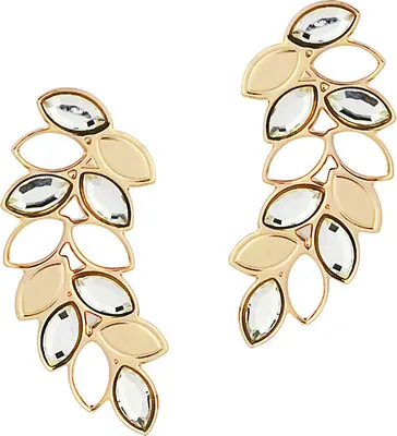 Produktbild von Damen Ohrringe Weizenohranhänger aus gelbgoldplattierter Bronze mit Swarovski Kristall 4,3 cm