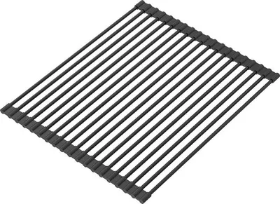 Obrázok produktu pre QUADRON podložka pod drez zo silikónu a ocele | Veľkosť 43 x 32 cm, farba: čistý uhlík | MULTIFUNKČNÁ odolná voči teplote | QMAT do kuchyne