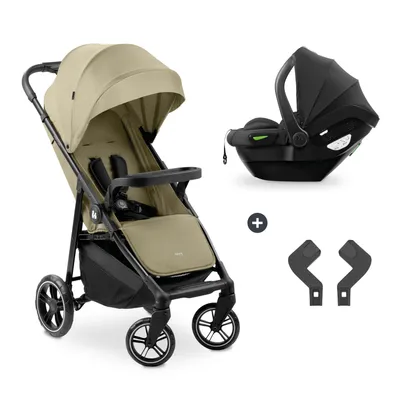 Produktbild von hauck 2in1 Kinderwagen Set Shop N Care Travel Set inkl. Buggy und Babyschale ab Geburt bis 22 kg, Klein Zusammenklappbar, Liegefunktion, Getränkehalter & Tablett, UV-Schutz 50+ (Olive)
