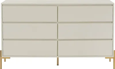 Produktbild von Kommode mit 6 Schubladen - MDF & Metall - Beige & Goldfarben - KORASA