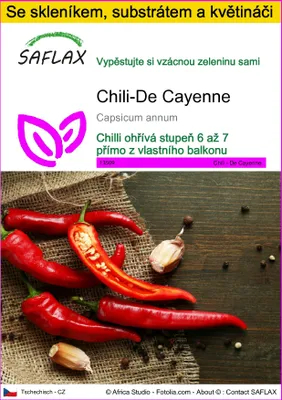 Obrázek produktu pro SAFLAX Kultivační sada - Chili-De Cayenne - Capsicum annum - 20 Semena - S mini skleníkem, pěstebním substrátem a 2 květináči