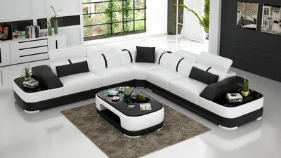 Zdjęcie produktu dla Skórzana sofa narożna z tapicerowanym siedziskiem do salonu G8026B