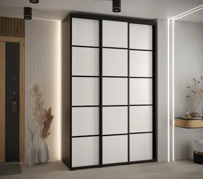 Obrázok produktu pre Šatníková skriňa YVONA 4 - 150/45 cm, čierna / biela / čierna
