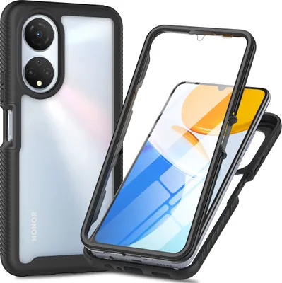 Image de Etui pour Huawei Honor X7, bumper avec protecteur d'écran intégré Etui de protection 360° pour le corps entier noir