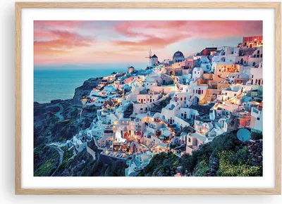 Produktbild von Gerahmtes Poster - Rahmen in heller Eiche - Santorini Griechenland anzeigen - 70x50 cm - Wand Bild - Wanddeko - Wandbilder - Kunstposter - Wandposter - Bilderrahmen - Bilder - P2NAA70x50-4784