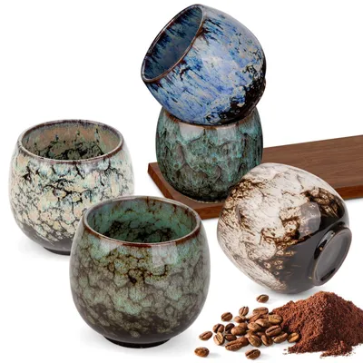 Productafbeelding van Set van 5 Espressokopjes van Steengoed, 100ml, Handloos Ontwerp