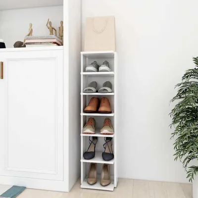 Produktbild von vidaXL Botník bílý 27,5x27x102 cm Dřevěný materiál