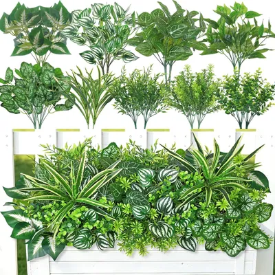 Obrázok produktu pre Umelé rastliny vonkajšie, UV-odolné, 18 kusov, 9 druhov, 34 cm až 41 cm, pre balkón
