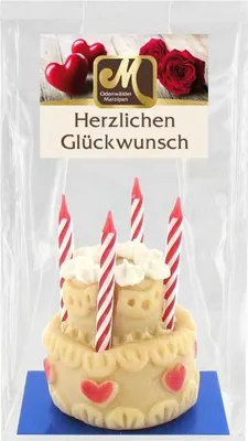 Produktbild von Odenwälder Marzipan Herzlichen Glückwunschtorte aus Edelmarzipan 100g