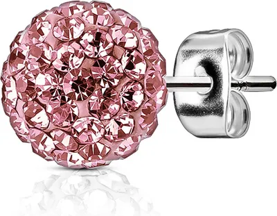 Produktbild von 1 Paar Damen Ohrstecker Ohrringe Edelstahl Ferido Kristalle Glitzer Autiga® silber-pink 8 mm