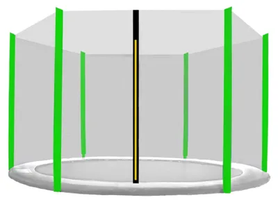 Obrázok produktu pre INLEA Vonkajšia ochranná sieť na trampolínu PREMIUM Jump s celkovým priemerom 250 cm na 6 tyčí - čierna/svetlozená