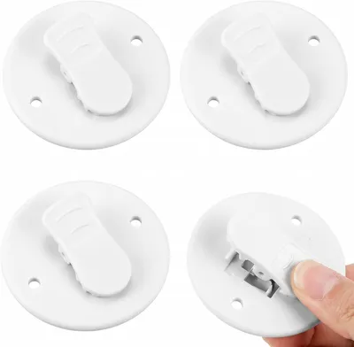 Imagen del producto de Clips autoadhesivos para cortina de ducha, 4 unidades, color blanco, para baño
