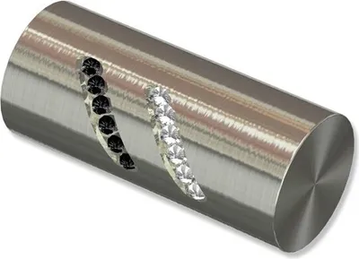 Produktbild von Interdeco Endstücke Glitzerzylinder für Gardinenstangen 20 mm Ø, Edelstahl-Optik, Modell Zoena (Packung 2 Stück)