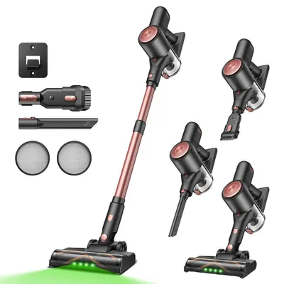 Zdjęcie produktu dla V10 Pro - Bezprzewodowy odkurzacz pionowy - Moc ssania: 45000 Pa - Silnik: 550 W - Czas pracy do 45 minut, bateria: 2200 mAh - 5-stopniowa filtracja - Wyświetlacz LED z funkcją wykrywania kurzu (zielone światło)