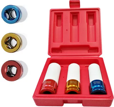 Produktbild von NAIZY 3-tlg Schlagschrauber 17/19/21mm 1/2 Zoll Nüsse Kraft-Schoneinsätze Steckschlüssel-Satz