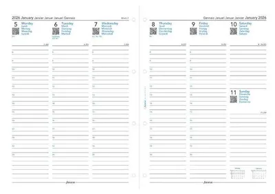 Produktbild von FILOFAX Kalendereinlage 2026 - A4 - 1 Woche = 2 Seiten - weiss - mehrsprachig - 26-68714