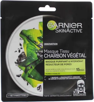 Productafbeelding van Garnier Skin Active Masker Tissues Pure Charcoal (28 gr)