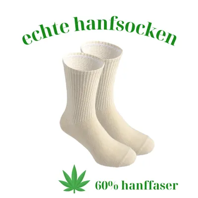 Produktbild von Socken aus Hanf 42-44 Weiß Hanfsocken für Alltag, Outdoor, Wandern, Sport, mit einfarbigem Design, antibakteriell, nachhaltig & bequem