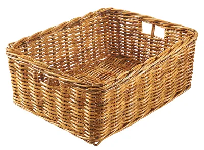 Produktbild von Kobolo Regalkorb Aufbewahrung Korb – Rattan lacak – eckig – geflochten – mit Grifflöchern – Größe M, KI-generiertes Bild