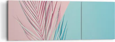 Produktbild von Bild auf Leinwand - Leinwandbild - 3 Teile - Blatt Rosa Türkis - 120x40cm - Wand Bild - Wanddeko - Wandbilder - Leinwanddruck - Bilder - Wanddekoration - Leinwand bilder - Wandbild - CA120x40-4421