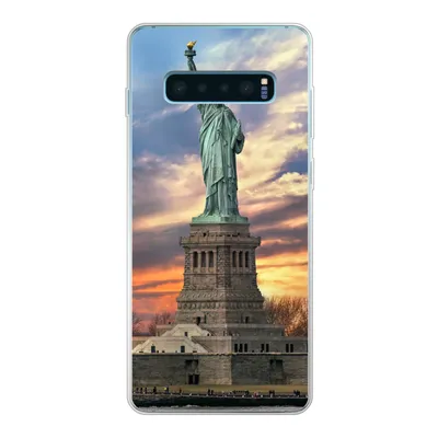 Produktbild von MuchoWow® Handyhülle Schutzhülle Hülle für Samsung Galaxy S10 Plus Freiheitsstatue in New York bei Sonnenuntergang Silikon Softcase Handy Hülle - Schutzhülle