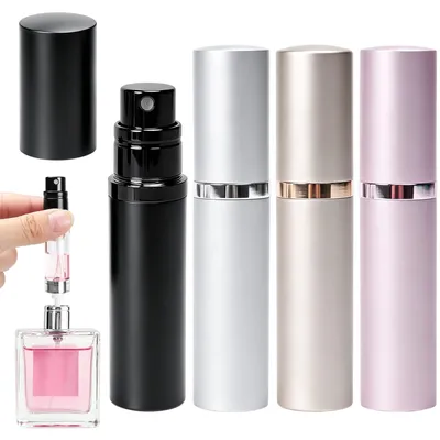 4 Stück 5 ml Parfümzerstäuber, nachfüllbar, schwarz, rosa, silber, gold