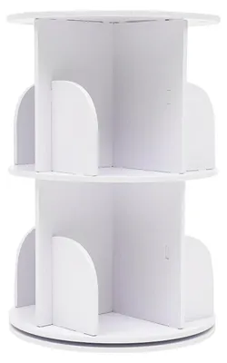 Immagine prodotto di Libreria a 2 ripiani, bianca, girevole a 360°, capacità di carico 60 kg, con 4 scomparti