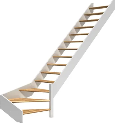 Produktbild von Dolle Raumspartreppe Paris ohne Setzstufen Eiche weiß Treppenlauf 1/4 gewendelt unten rechts ohne Geländer
