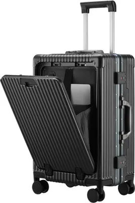 Produktbild von Multifunktionaler Aluminiumrahmen Trolleykoffer Ladegepäck Reisekoffer Handgepäck Schwarz 20" 【K16】