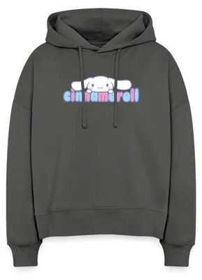 Produktbild von Spreadshirt Cinnamoroll Guckt Über Schriftzug Frauen Boxy Organic Hoodie, M, Anthrazit