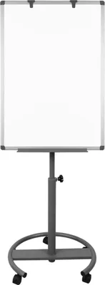 Produktbild von TWOLIIN Bílá tabule Flipchart se stojanem, magnetická popisovatelná stíratelná bílá magnetická prezentační tabule, výškově nastavitelný stojan, držák na papír, 60 x 90 cm, kulatá základna s kolečky