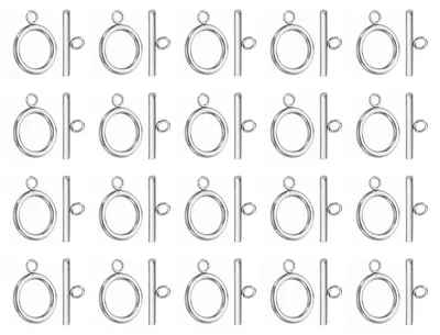 Knebelverschluss 18 mm, 20 Stück, Edelstahl, Silber