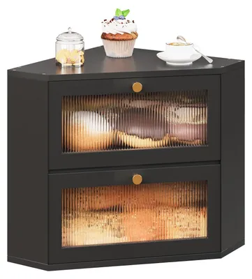 Productafbeelding van Vierkante Brooddoos met 2 Etages - Voedselveilige Broodbox - Transparante Acryldeur - 31 x 31 x 35 cm