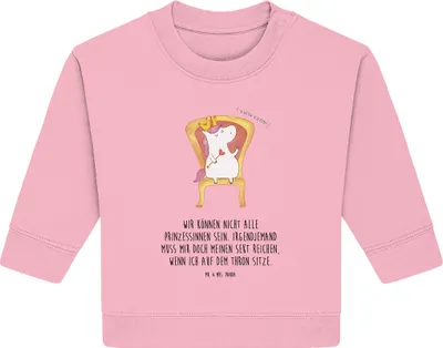 Produktbild von Mr. & Mrs. Panda Organic Baby Pullover Einhorn Prinzessin 6. - 12. Monat - Baumwolle Pink - Geschenk, Geburtstagsgeschenk, Unicorn, Geburtstag, Bullover