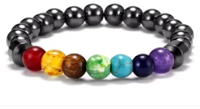 Produktbild von Armband "Magnetic Stone" Chakra Edelstein-, Resin-, und Glasperlen 6cm flexibel