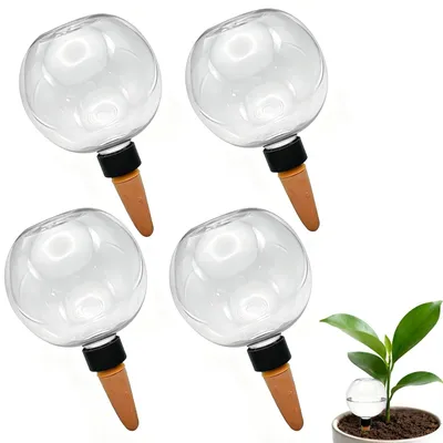 Image de Boules d'arrosage automatiques, lot de 4, 500 ml, transparentes, pour plantes d'intérieur