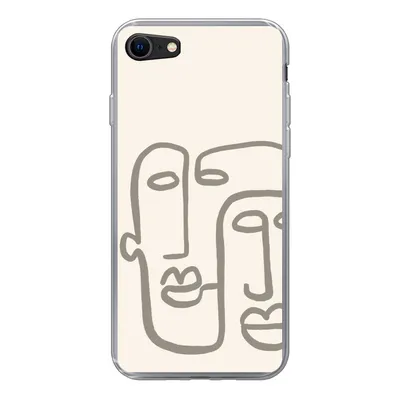 Produktbild von MuchoWow® Handyhülle Schutzhülle Hülle für iPhone 8 Gesicht - Abstrakt - Strichzeichnung Silikon Softcase Handy Hülle - Schutzhaube