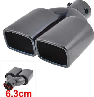 Image de D'entrée 63 mm Dia acier inoxydable échappement deux rangs noir embout pour Automobile