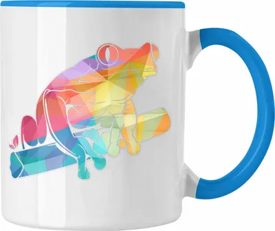 Produktbild von Trendation - Frosch Tasse Geschenk Polygon Grafik Frösche Grafik (Blau)